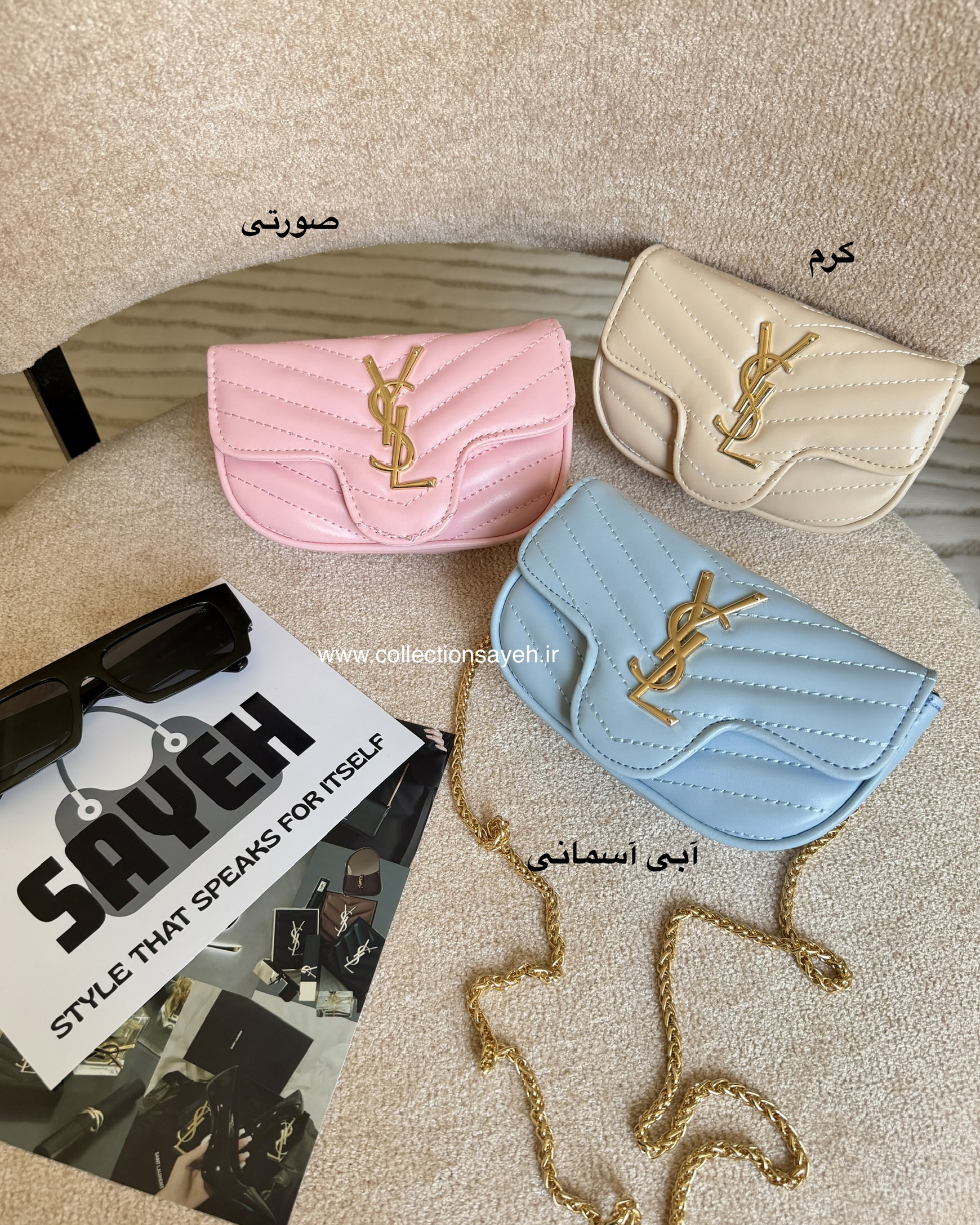 کیف دوشی دخترانه مدل رز YSL